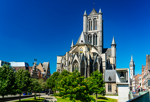 Saint Nicholas' Church on a sunny day in Ghent, Belgium