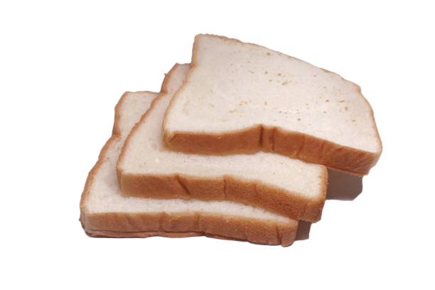 istock Three slices of bread stacked on a white background. 1719744985