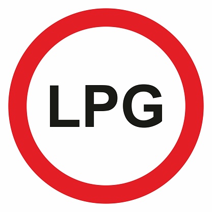 No transit transport LPG , no entry for LPG vehicle, roadsign, vector