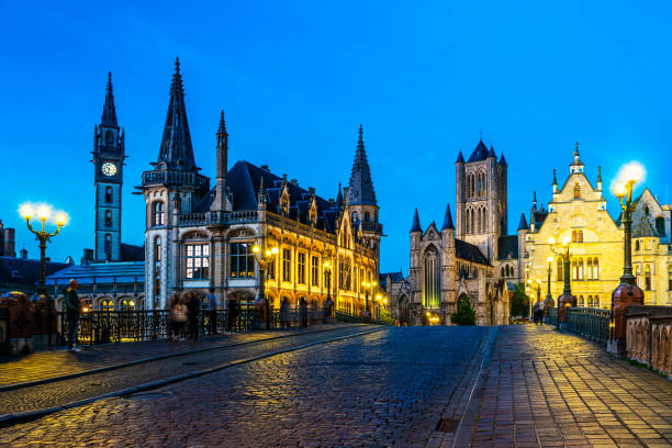 istock Downtown Ghent, Belgium at night 1719812831