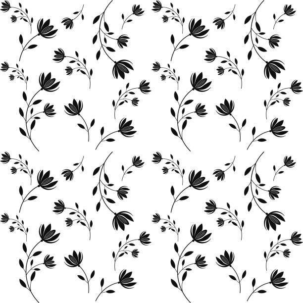 illustrations, cliparts, dessins animés et icônes de petit motif de fleurs noires mignonnes sur fond blanc. - shallow dof illustrations