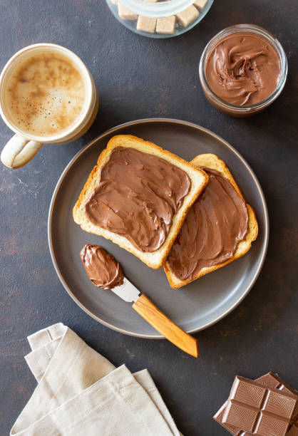 istock Sandwich with chocolate paste . Breakfast. Vegetarian food. 1719974005