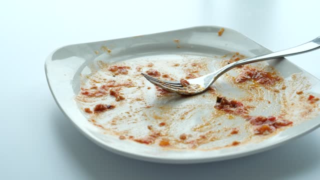 Empty plate after eating on table