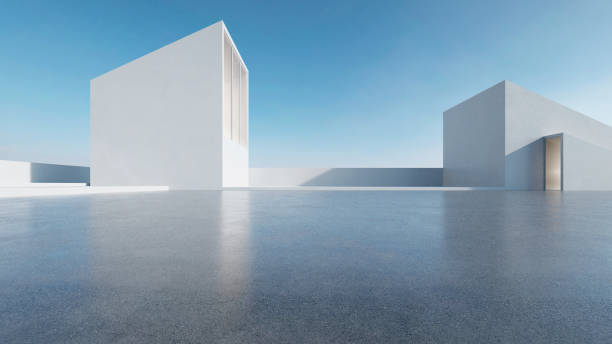 istock 3d render of abstract modern architecture with empty concrete floor, car presentation background. 1720013608