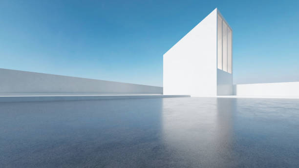 istock 3d render of abstract modern architecture with empty concrete floor, car presentation background. 1720013612