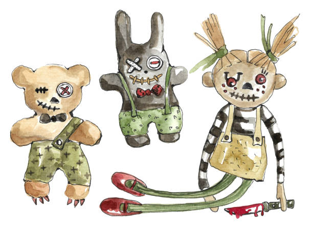 ilustrações, clipart, desenhos animados e ícones de bonecas assustadoras. - face paint child paint rabbit