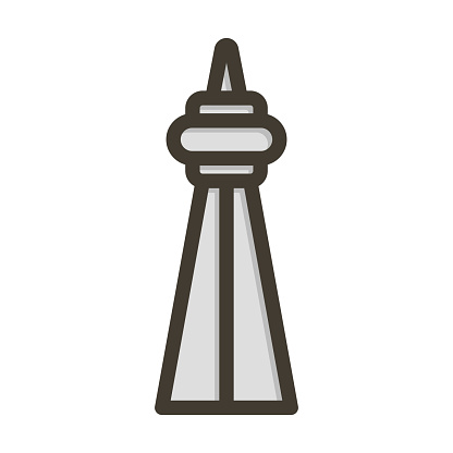 Cn Tower Vector Thick Line Filled Colors Icon For Personal And Commercial Use.