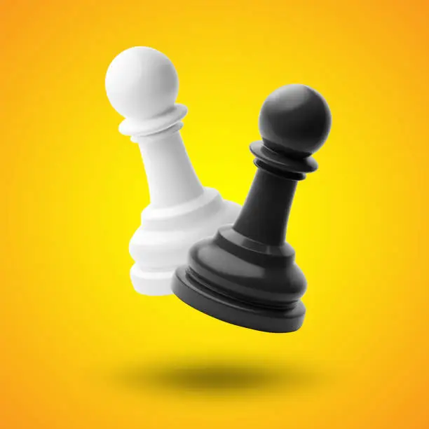 Vector illustration of Black and white chess pawn on orange background