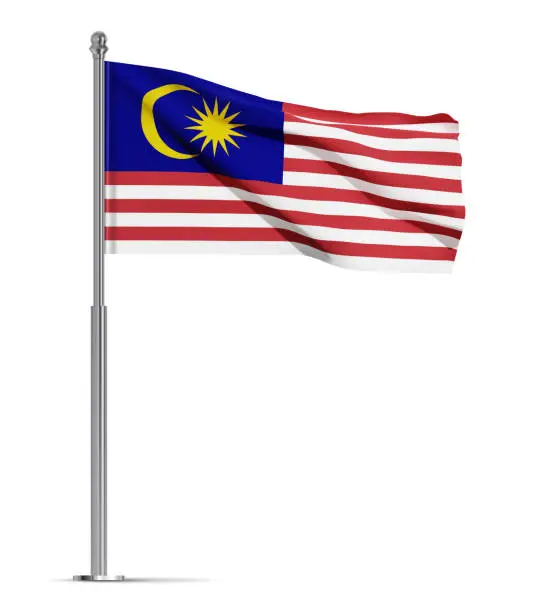 Vector illustration of Flag of Malaysia isolated on white background