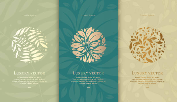illustrations, cliparts, dessins animés et icônes de ensemble vectoriel d’emblèmes avec des feuilles en forme de cercle. peut être utilisé pour l’industrie des bijoux, de la beauté et de la mode. idéal pour le logo, le monogramme, l’invitation, le dépliant, le menu, l’arrière-plan ou toute id� - spa