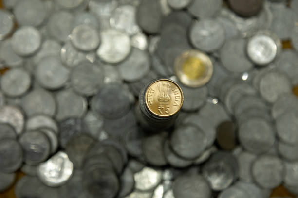 Indian Coins background. Financial, economy, investment growth concept.