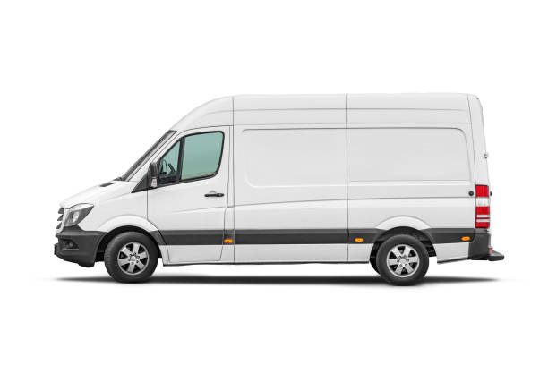 istock Delivery van side view isolated on a white. Side view of a modern cargo short-base minibus. 1720088477