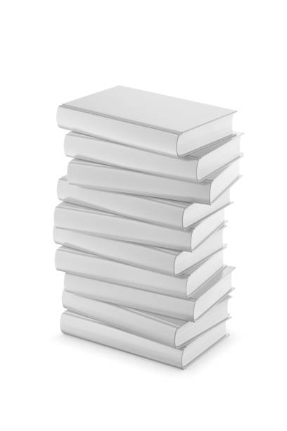 istock Stacked blank ten books isolated on white background. 3D rendering. 1720088489