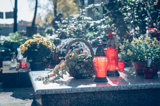 istock red lanterns, All Saints Day in cemetery in nostalgic autumnal time 1720089758