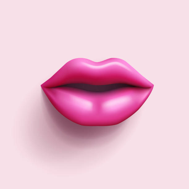 istock 3d realistic beautiful women's lips with pink lipstick isolated on pastel pink background. render vector illustration. 1720104755