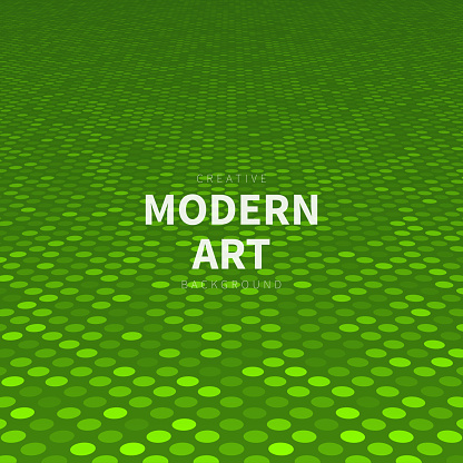 Modern and trendy background. Abstract geometric design with a mosaic of dots and beautiful color gradient. This illustration can be used for your design, with space for your text (colors used: Green). Vector Illustration (EPS file, well layered and grouped), square format (1:1). Easy to edit, manipulate, resize or colorize. Vector and Jpeg file of different sizes.