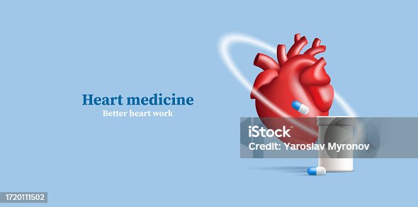 istock 3d realistic vector human heart illustration. Anatomically correct heart with venous system, isolated 1720111502