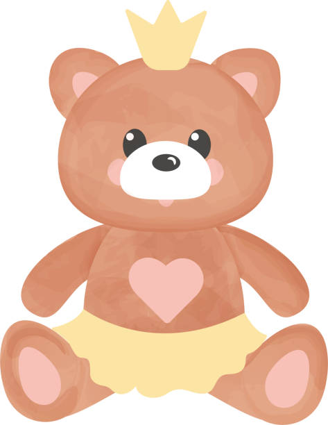 istock Watercolor style hand drawn girl teddy bear vector illustration. Plush toy picture. Romantic gift. Teddy bear for logo, design and greeting card isolated on transparent background. 1720146417