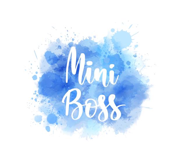 istock Mini boss -  inspirational handwritten modern calligraphy lettering on watercolor painted splash. Template typography for t-shirt, prints, banners, badges, posters, postcards, etc. 1720148043