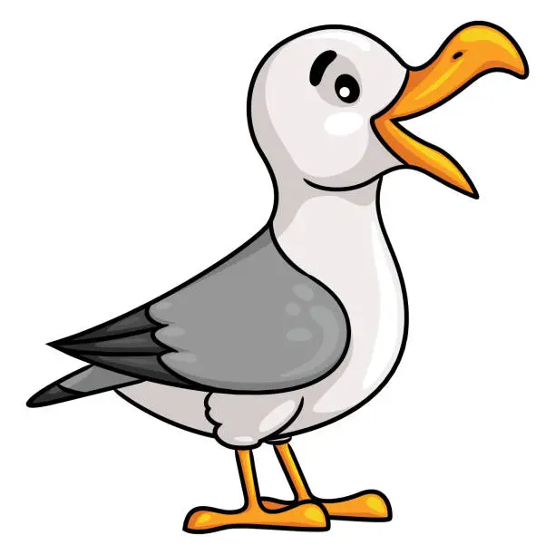 Vector illustration of Seagull cartoon