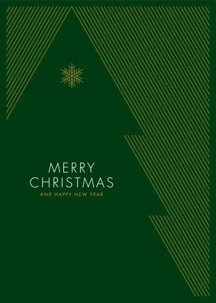 Vector illustration of Greeting card with stylized Christmas Tree.