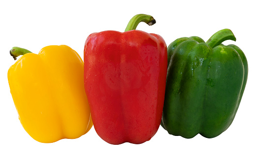 Three bell peppers isolated on white.