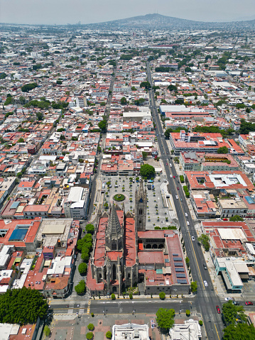 Aerial Vertical Panorama: Guadalajara Downtown with Prominent Templo Expiatorio, Mexico