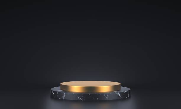 istock Golden podium on the dark background. 3d rendering 1720305092