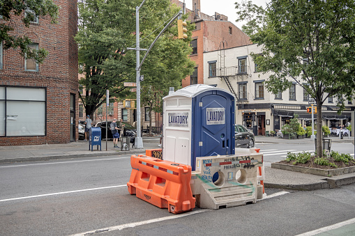 Zurich, Switzerland - September 2020: Trash bins with specified separation