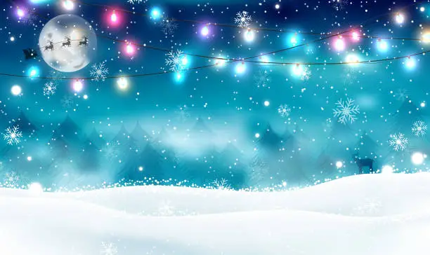Vector illustration of Christmas winter wonderland landscape for winter and new year holidays