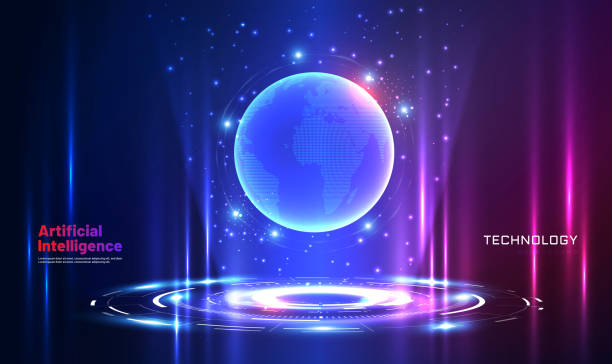 istock Portal and globe hologram science futuristic concept 1720333199