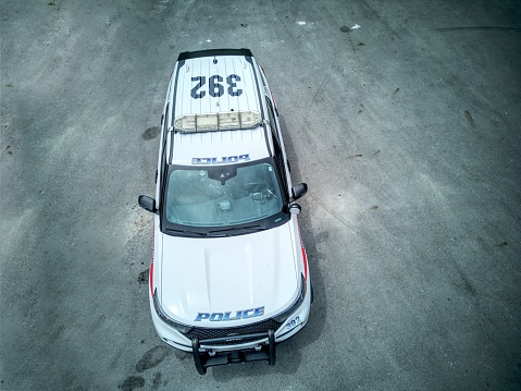 Image is intended for editorial use - Aerial View of a Police Cruiser