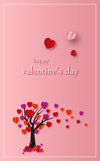 Red serpentine and red, pink hearts on valentines background. Happy valentines day. Happy Mother's Day. Romantic red and pink background. Computer graphics, postcards, frame leaflet, web banner
