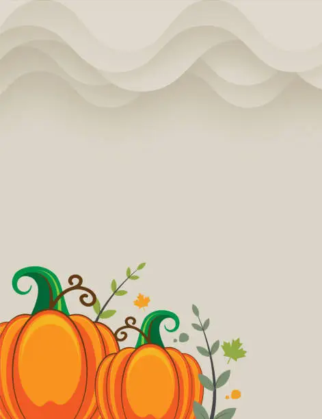 Vector illustration of Happy Thanksgiving Day with autumn leaves and pumpkins for decoration and covering on the background. Vectorstock illustration