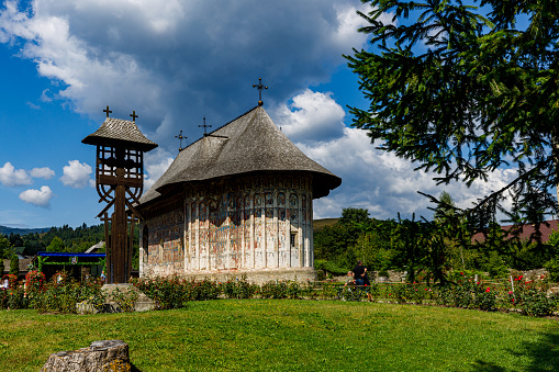 Gura Humorului, Bucowina, România - August 21, 2021: The Moldavia monastery of Humor