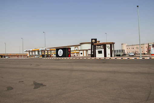 Saudi Arabia - 10 Mar 2020: The filling station in the desert of Saudi Arabia
