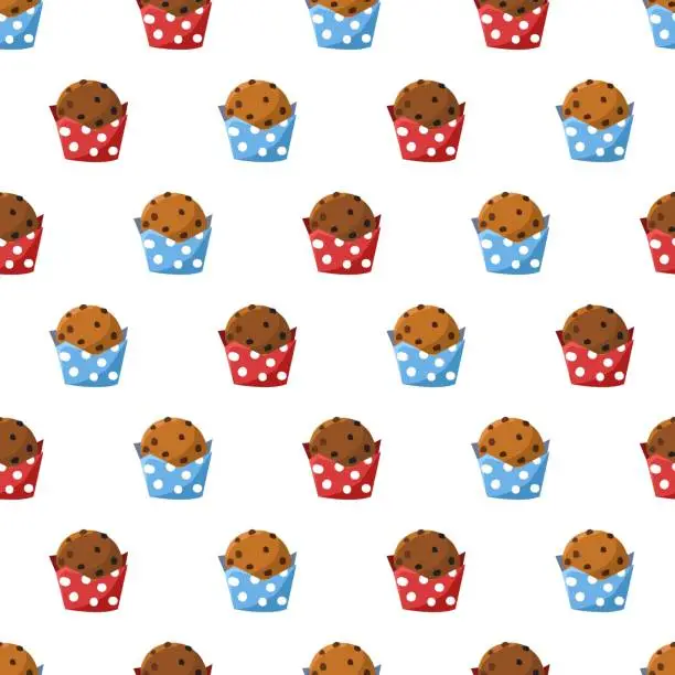 Vector illustration of Mouthwatering Fresh Muffin Medley Vector Pattern