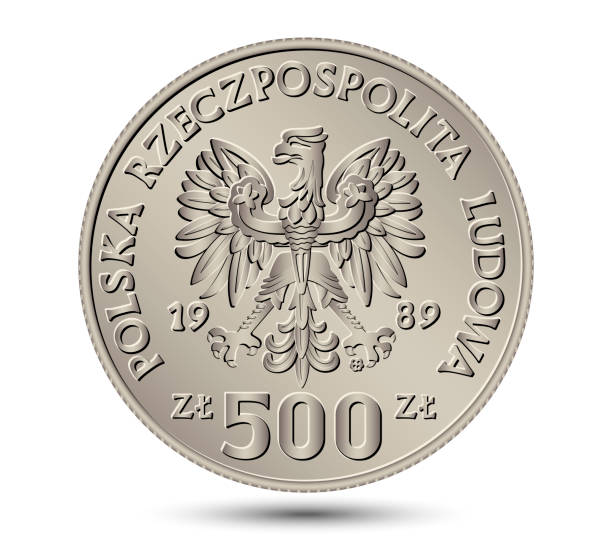 istock Obverse Polish money, five hundred zloty silver coin. Vector illustration. 1720428040
