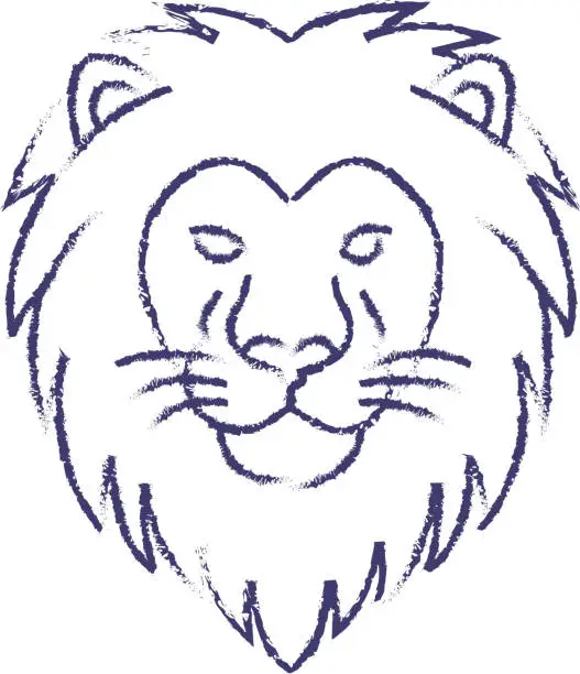 Vector illustration of Lion face hand drawn vector illustration