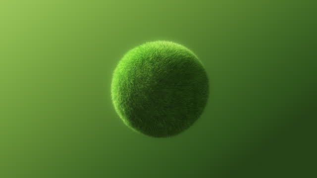 Atmospheric animation of a grass sphere suspended in mid-air