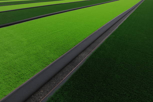 istock Artificial lawn laying at sports field 1720439073