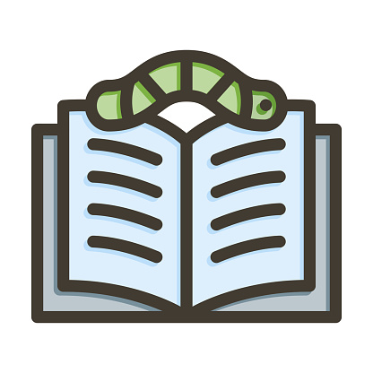 Bookworm Vector Thick Line Filled Colors Icon For Personal And Commercial Use.