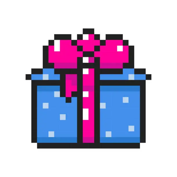 Vector illustration of pixel gift 18