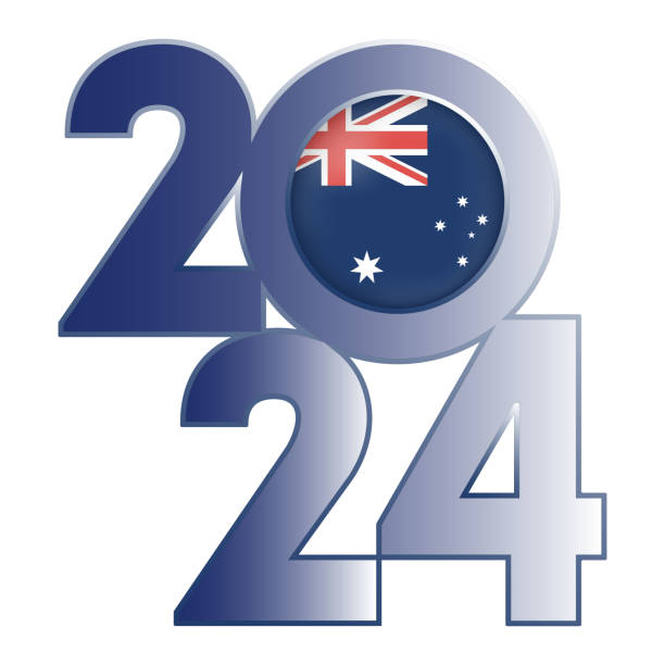 Happy New Year 2024 banner with Australia flag inside. Vector illustration. Happy New Year 2024 banner with Australia flag inside. Vector illustration. how to get modafinil in australia stock illustrations