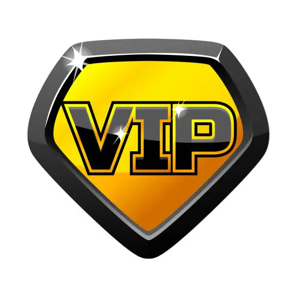 Vector illustration of Golden-black VIP icon. VIP Badge for 2D game