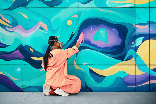 Valencia, Spain - December 25, 2019: Street art mural in the Patraix neighborhood claiming neighborhood rights.