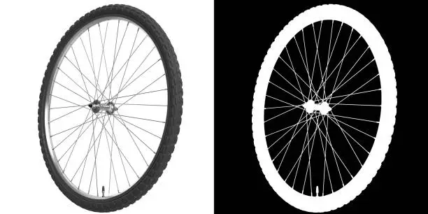 3D rendering illustration of a bicycle wheel