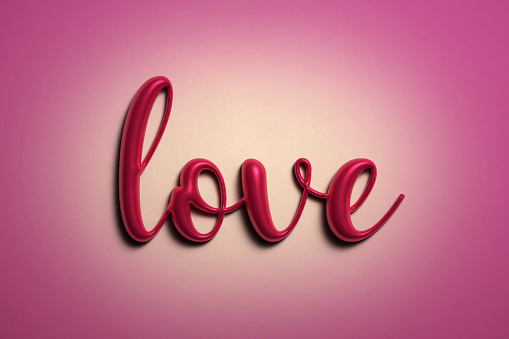 The word of love on pink background