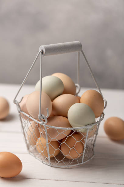 istock Fresh farm multicolored eggs from purebred chickens 1720572484