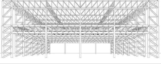 Vector illustration of 3D illustration of building structure
